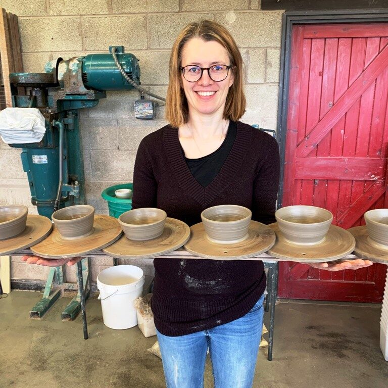 Gen Hurst and her pottery